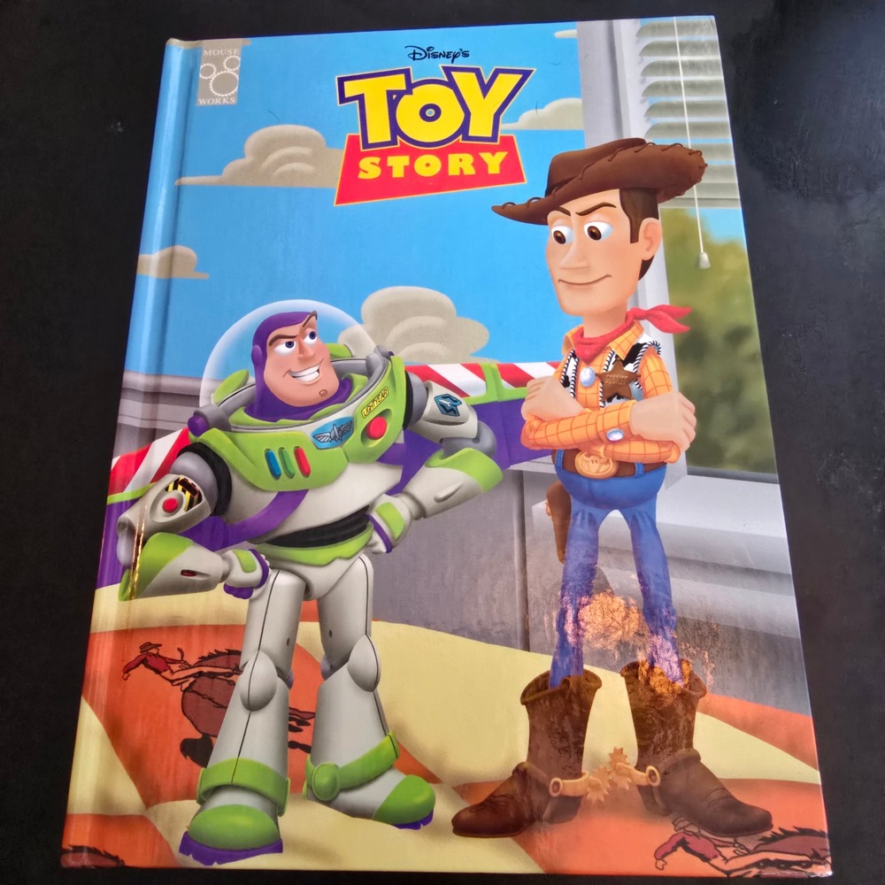 Vintage 90s Disney Toy Story Book Kids Blue Woody Buzz Lightyear Mouse Works
